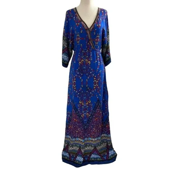 Flying Tomato Dresses | Flying Tomato Women Size Xs Blue Maxi Dress 3/4 Sleeve 28-140 | Color: Blue | Size: Xs | Balbazaar's Closet